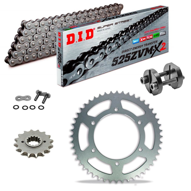 Sprockets & Chain Kit DID 525ZVM-X2 Steel Grey BMW S 1000 RR Sport 2010 Free Riveter!