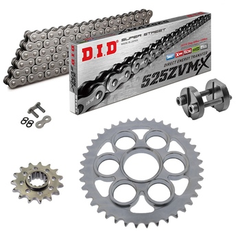 Sprockets & Chain Kit DID 525ZVM-X Steel Grey DUCATI Diavel 1260 18-22 Free Riveter!