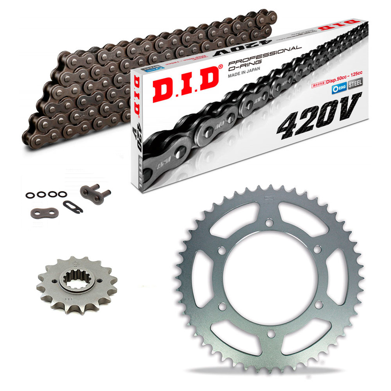 Sprockets & Chain Kit DID 420V Grey Steel KAWASAKI KX 80 W1-W2 98-99 