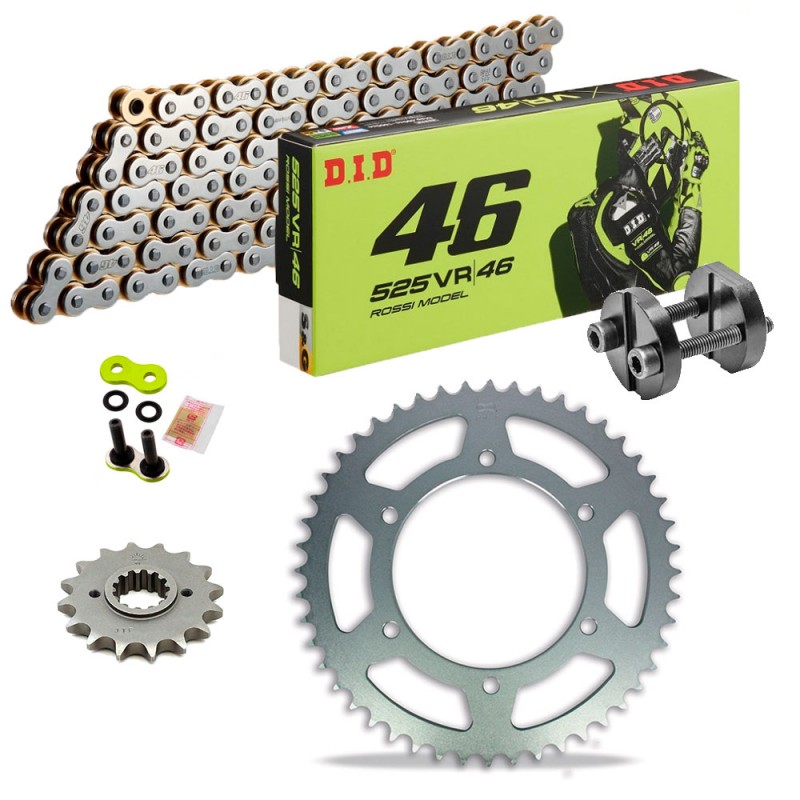 KIT DE TRANSMISION DID 525 VR46 TRIUMPH Daytona 675 13-17 Remachadora Gratis!!