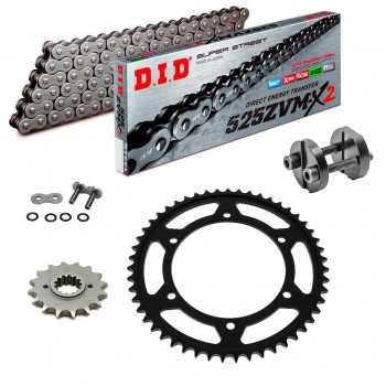 Sprockets & Chain Kit DID 525ZVM-X2 Steel Grey BENELLI Leoncino 500 Trail 19-24 Free Riveter 